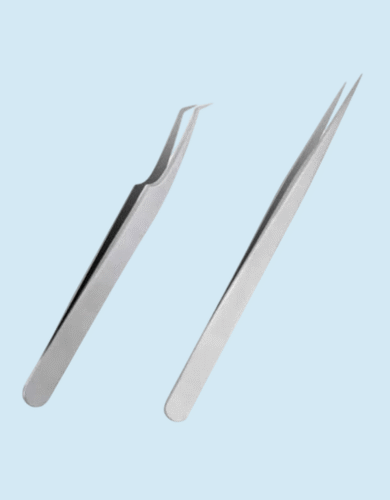 Set of 2 Stainless Steel Precision Tweezers with Pointed and Curved Tips