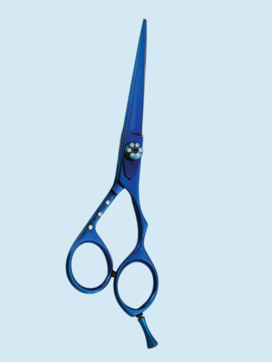 Blue Finish Professional Hair Scissors with Studded Accent