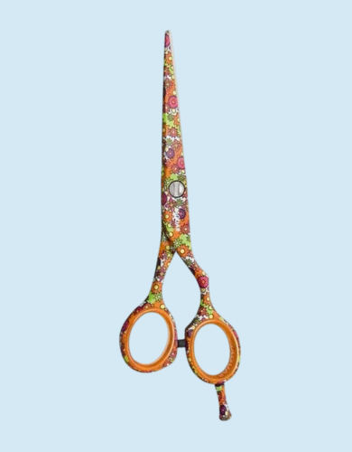 Floral Patterned Stainless Steel Hairdressing Scissors with Ergonomic Handles