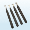 Set of 4 Black Precision Tweezers with Angled Tips for Grooming and Crafting